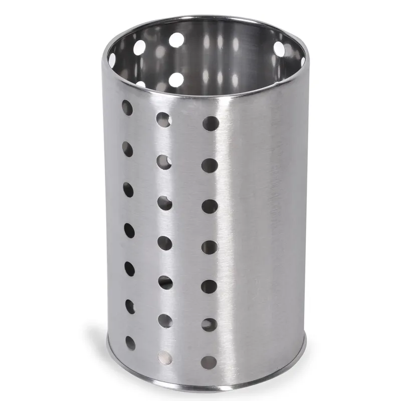 Suport uscător tacâmuri din metal argintiu, perforat, Ø8,5x14 cm