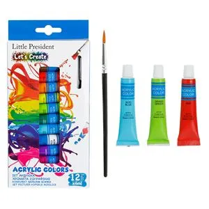 Set 12 culori acrilice în tuburi de 6 ml pentru pictură