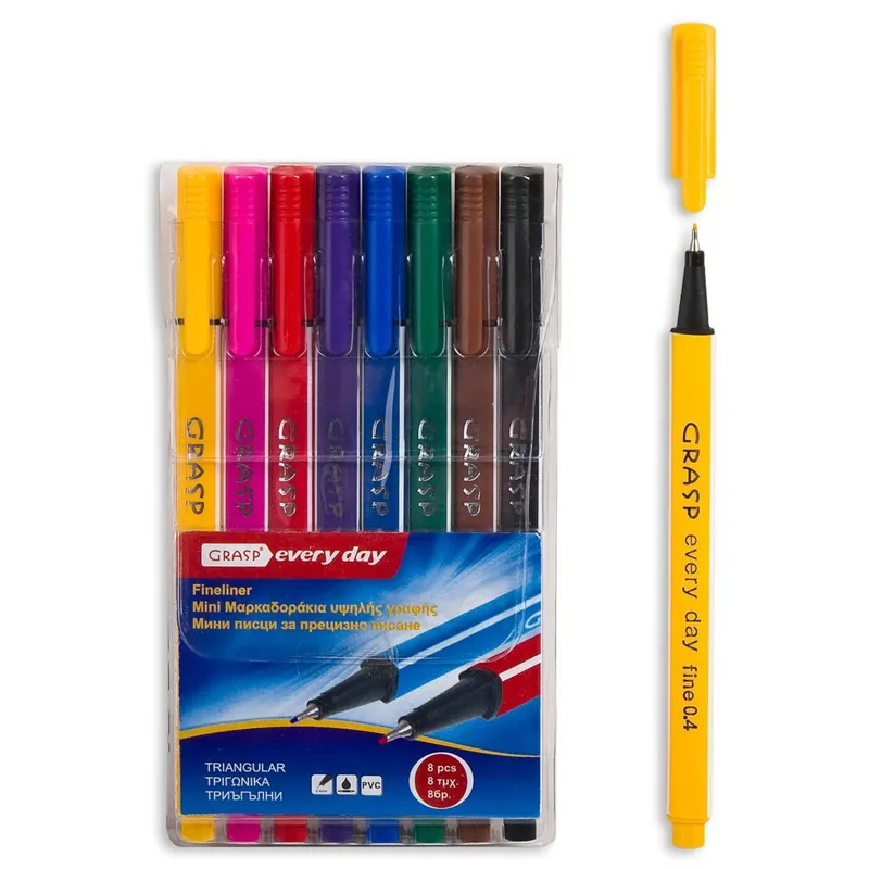 Set 8 Carioci Mini Triunghiulare cu Vârf Subțire, Multicolore