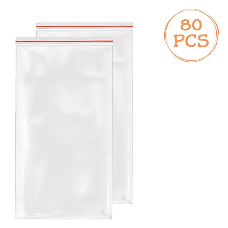 Pungi de depozitare transparente cu fermoar ziplock, set 80 buc