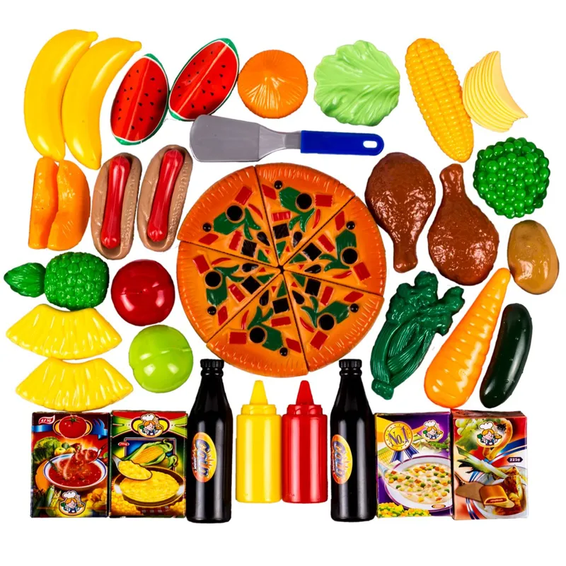 Set de Joaca Pizza cu Alimente, 50 piese, Multicolor