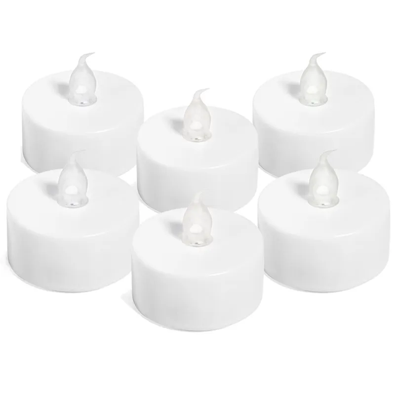 Set de 6 lumânări LED cu baterie flacără albă Ø4x4cm