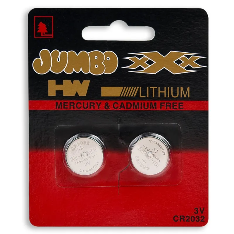 Baterii alcaline CR2032 3V set de 2 bucăți fără mercur și cadmiu