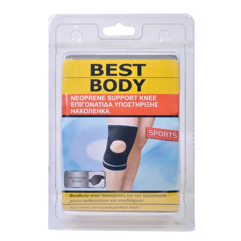 Genunchieră elastică de protecție, One Size, Neopren, Negru – poza 3