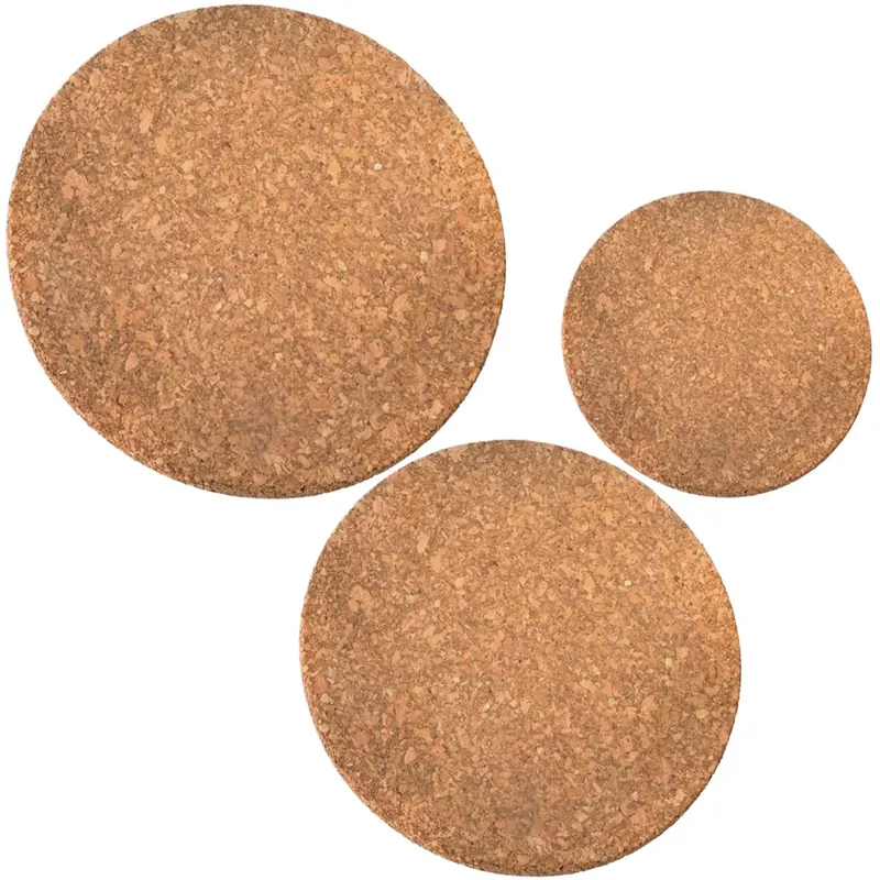 Suporturi pentru vase din plută, Set 3 buc, Dimensiuni diferite (20 cm, 15 cm, 11 cm)