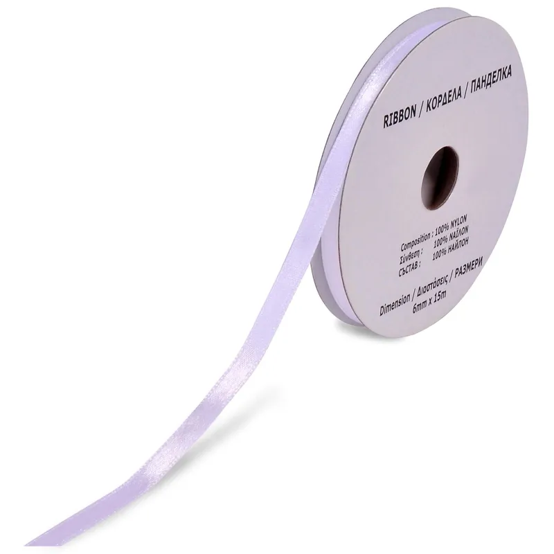 Panglica satinată din saten 6mm lățime 15m lungime