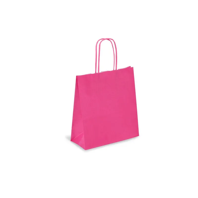 Sacos de hartie kraft fucsia pentru cadou, 18x8x20 cm