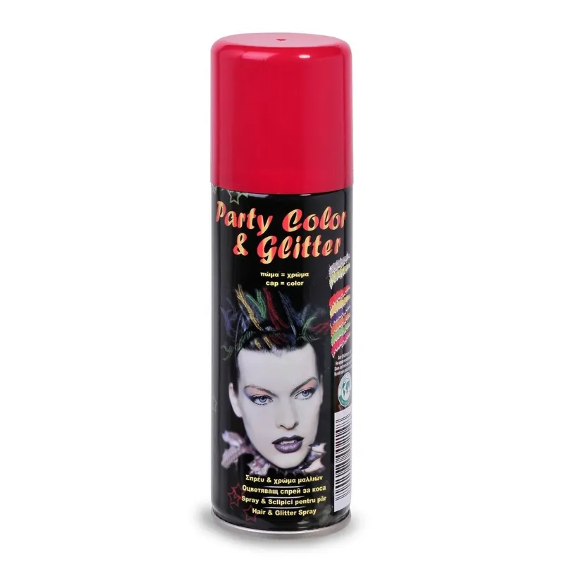 Spray de par rosu cu sclipici pentru Halloween, 125 ml