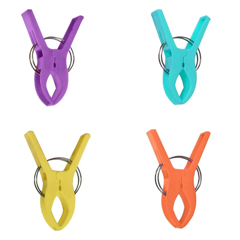 Cârlige colorate pentru prindere prosop de șezlong, 12 cm, 4 buc