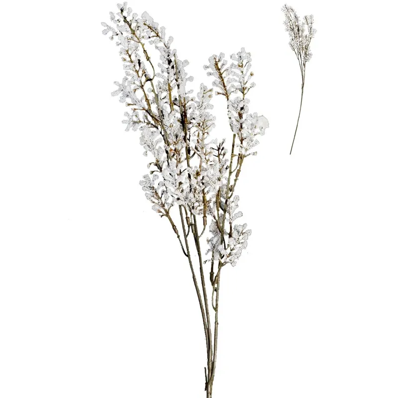 Crenguță decorativă cu flori artificiale de gipsofillo albe, 52 cm