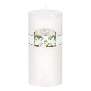 Lumânare albă parfumată cu aromă de iasomie, 6.8x14 cm – poza 2