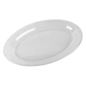 Placă de servire ovală transparentă din plastic 40x28cm