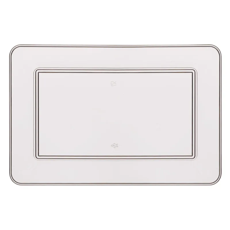 Platou de servire transparent din plastic dreptunghiular 37x24 cm