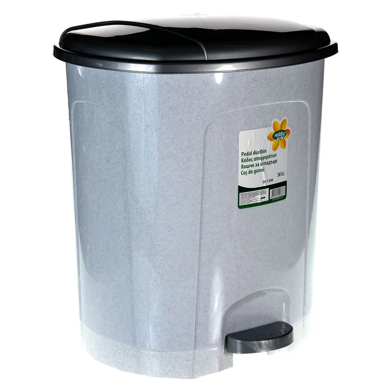 Coș de gunoi cu pedală, 30L, plastic, argintiu