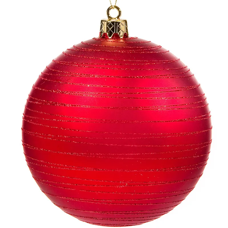 Glob Ornament Crăciun Mat Glitter Roșu 15cm Plastic