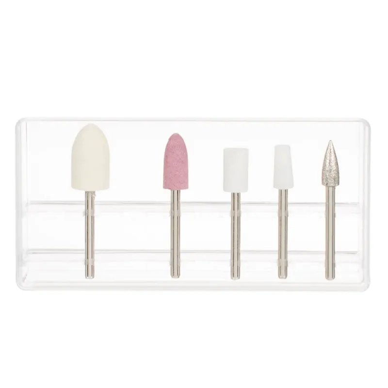 Set 5 Capete pentru Aparat Manichiura și Pedichiura, Alb, Plastic