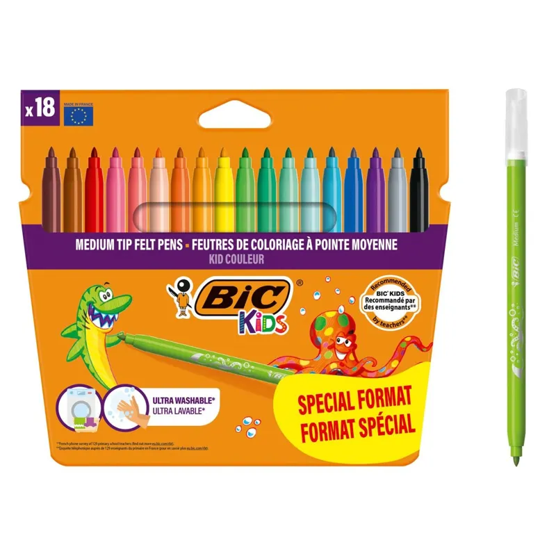 Set 18 Carioci Lavabile subțiri, Culori Asortate, Sigur pentru Copii