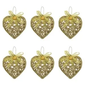 Ornamente de Craciun Inimi Aurii Glitter pentru Decorațiuni de Casă