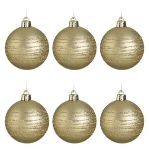 Set globuri de crăciun aurii mat glitter pentru decorarea sărbătorilor Ø6cm