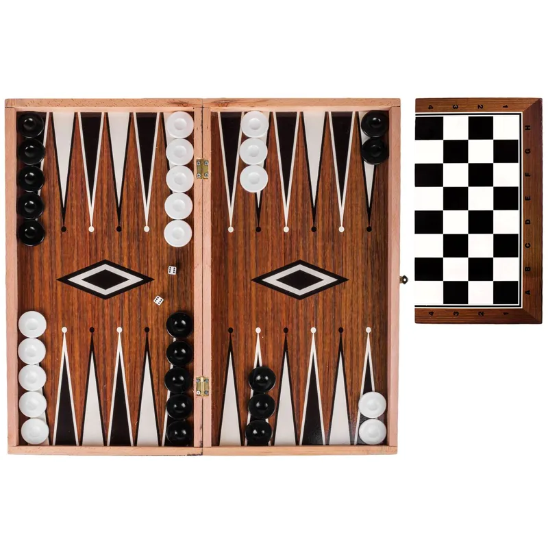 Joc Table și Șah din Lemn, 37x37cm, Piese Negre