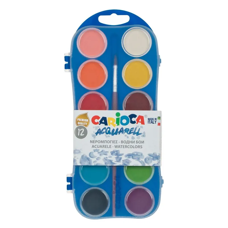 Set Acuarele cu Pensulă, 12 Culori, Cutie Plastic – poza 2