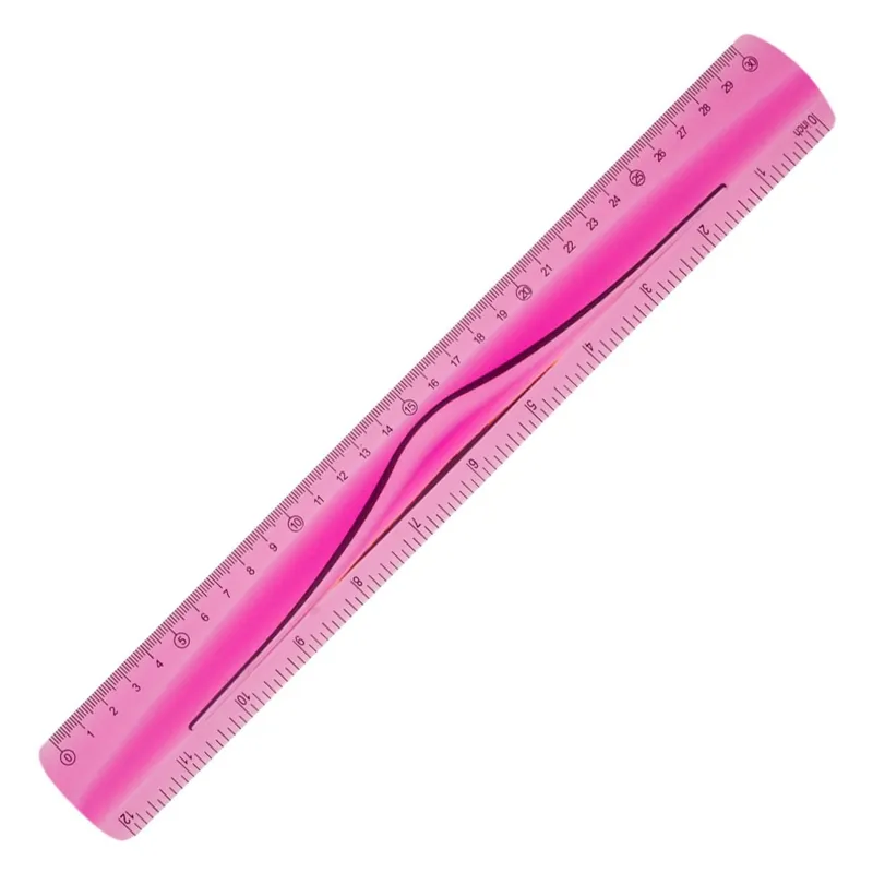 Riglă flexibilă fucsia de 30 cm pentru școlari și birou
