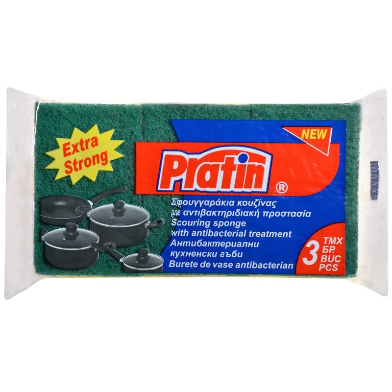 Bureți de vase cu efect antibacterian, 3 bucăți