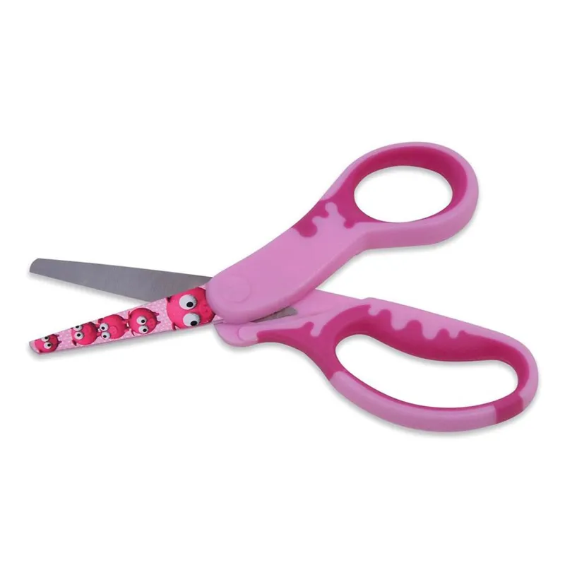 Foarfecă roz pentru copii cu model purceluș, 13 cm