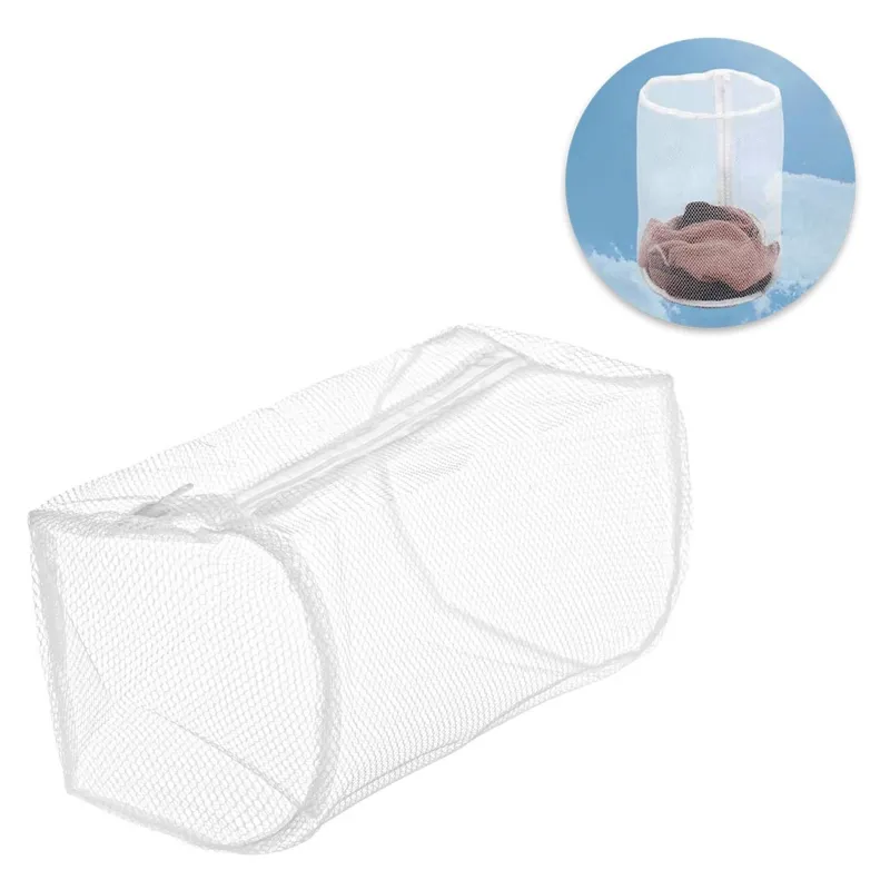 Sac cilindric pentru masina de spalat, plasa, 20x30 cm, alb