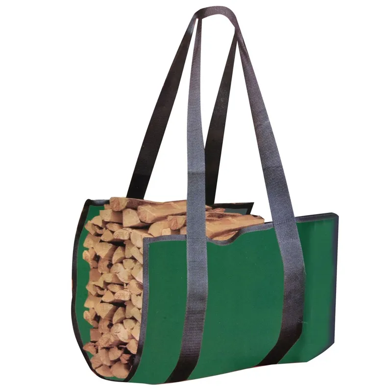 Sac de transport lemne pentru șemineu, 10 kg, verde, 36x84 cm