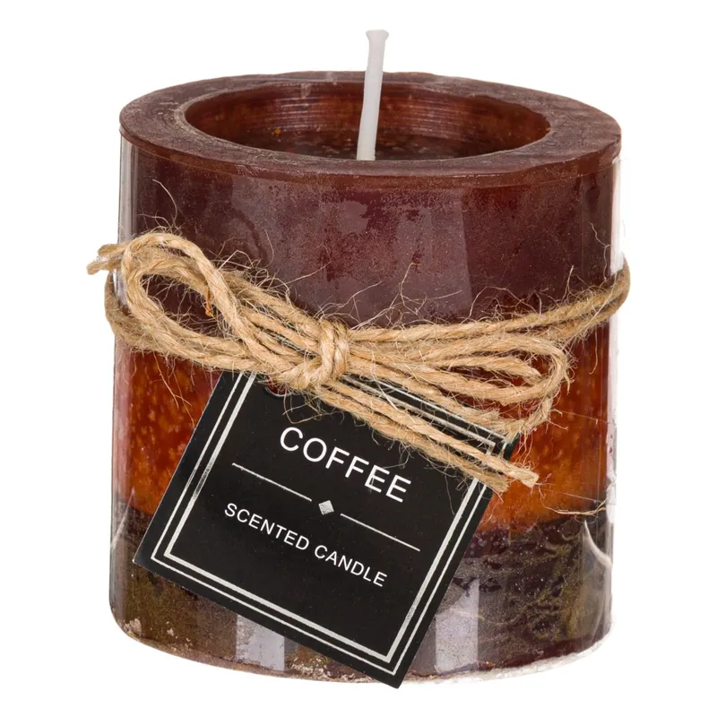 Lumanare parfumata cu miere si cafea, cu sfoara, Ø6.8x7.2cm, maro