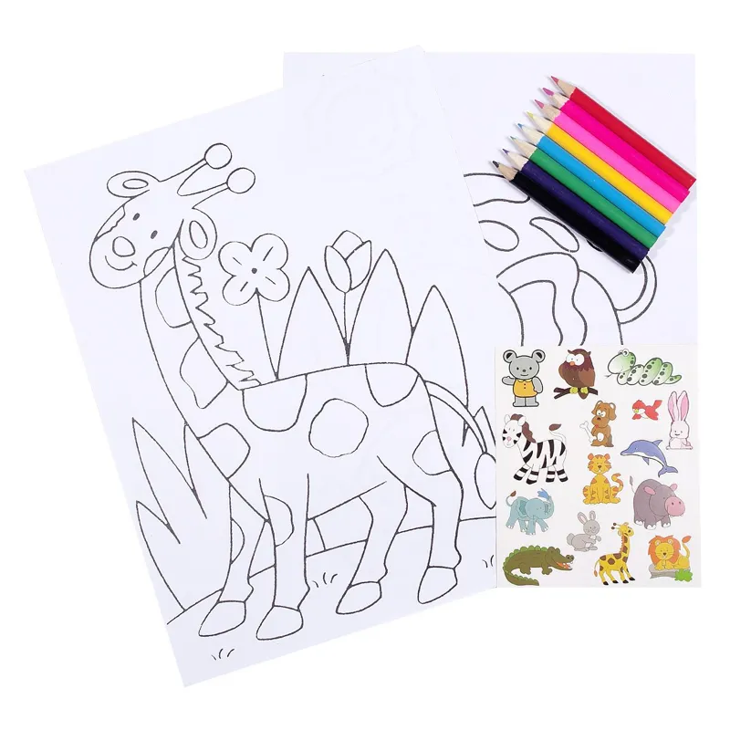 Set de colorat cu autocolante animalute pentru copii