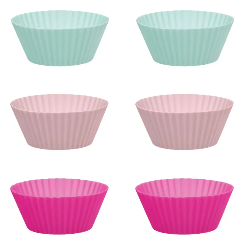 Forme din Silicon pentru Briose, Set 6 buc, 3 Culori Pastel, Ø7x3cm