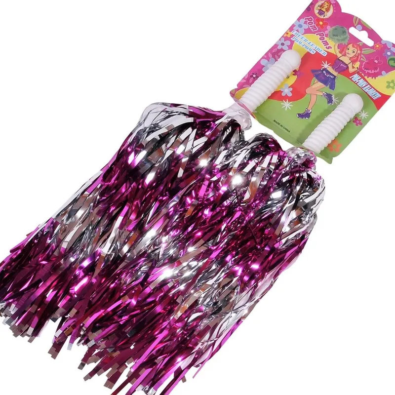 Pomponi Majoreta, Set 2 buc, Fucsia și Argintiu – poza 3