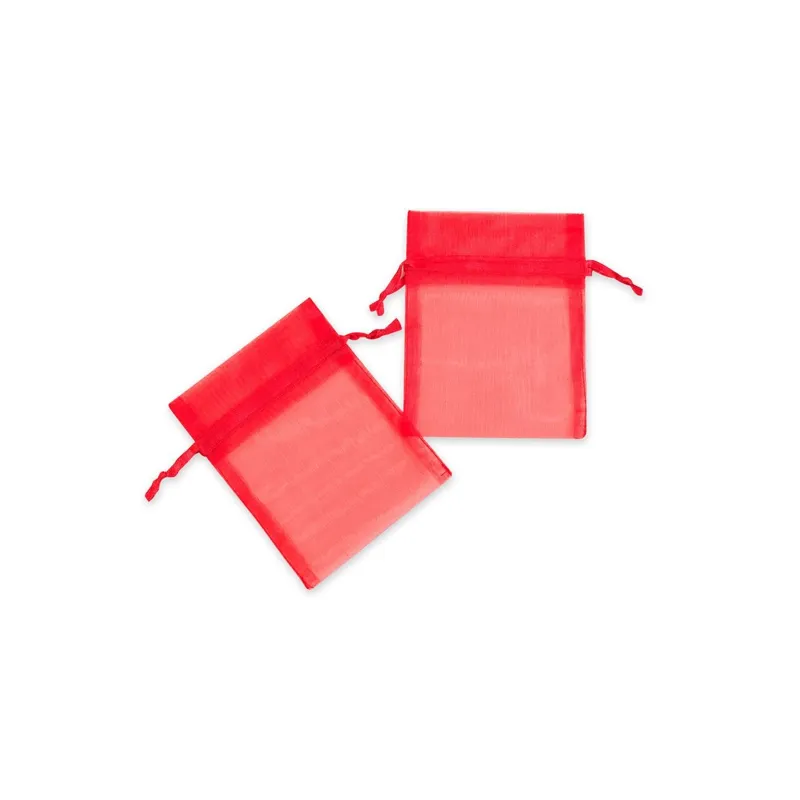 Set Pungi Cadou din Organza Rosii 10 buc 9x12 cm cu Șnur