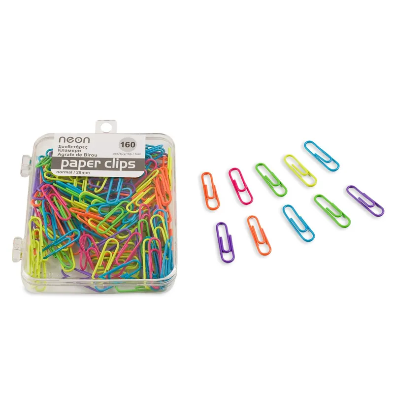 Agrafe Metalice Multicolore Neon 28mm - 160 Bucăți