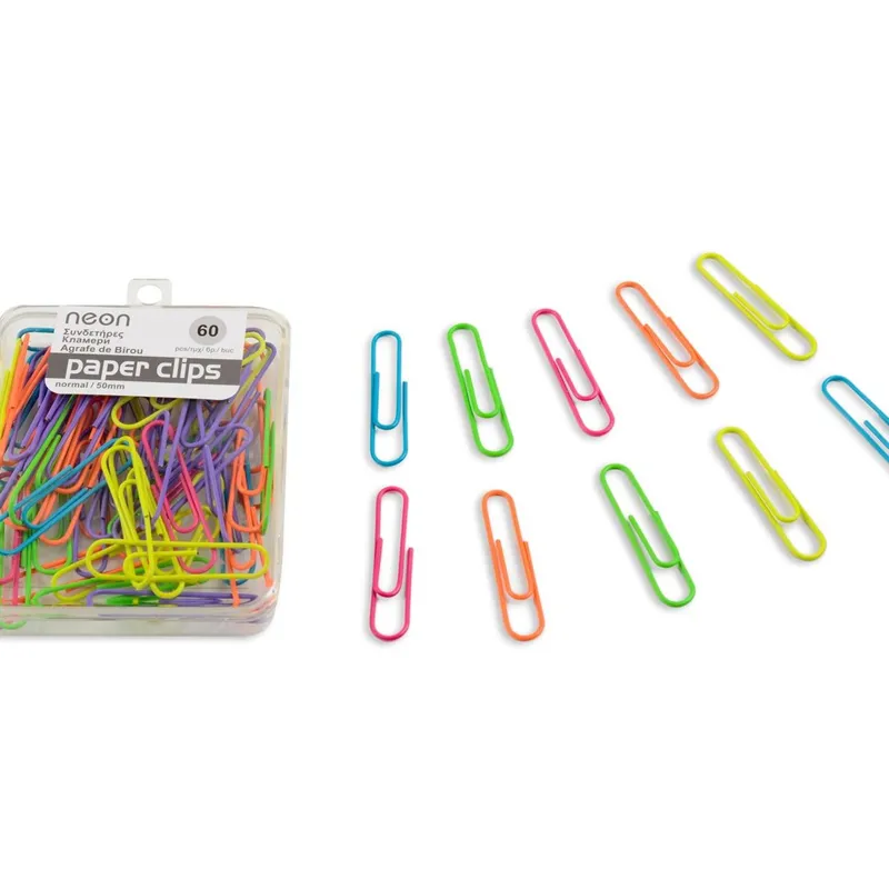 Agrafe metalice multicolore neon, 50 mm, set 60 bucăți – poza 3