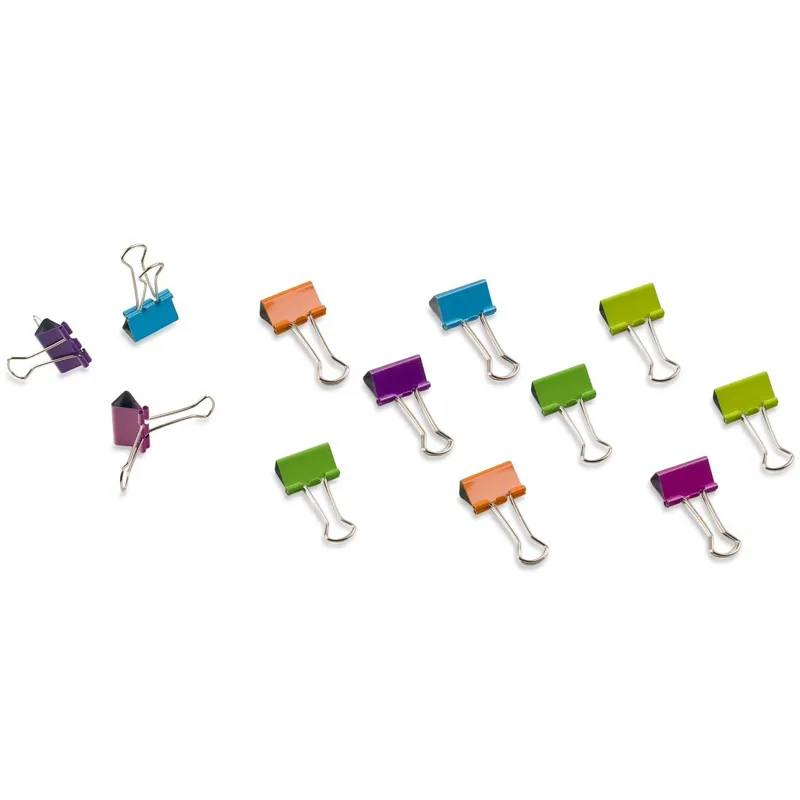 Clipsuri Metalice Multicolore Neon, 25mm, 12 buc