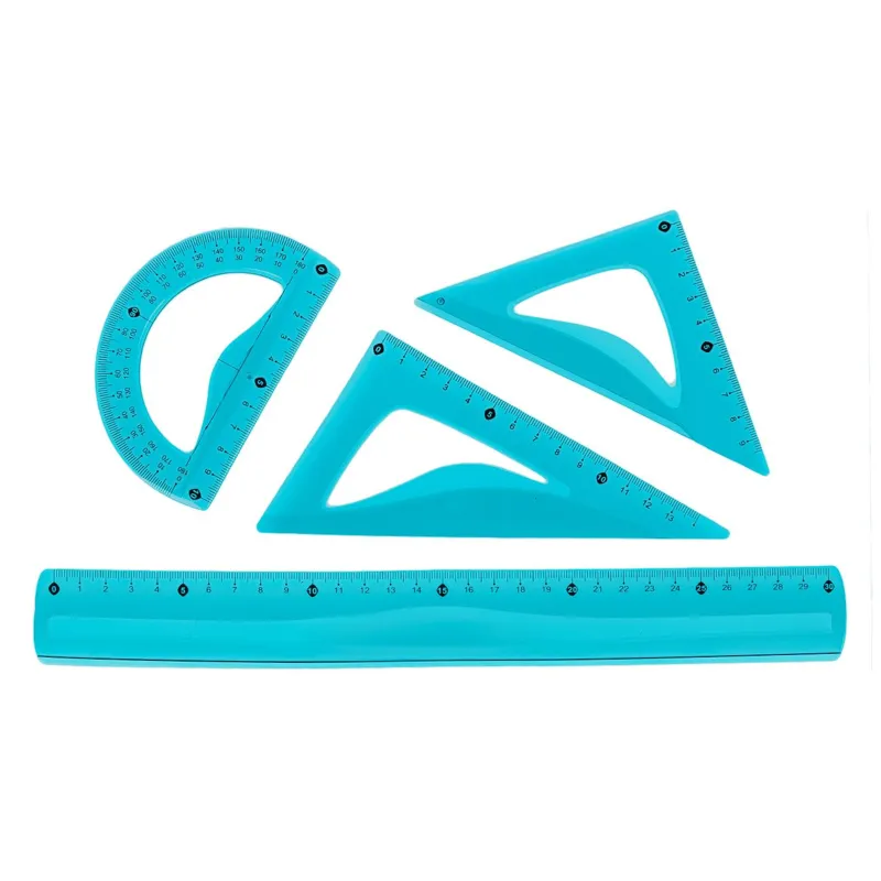 Set Geometrie cu Rigle Flexibile, 4 buc, Albastru