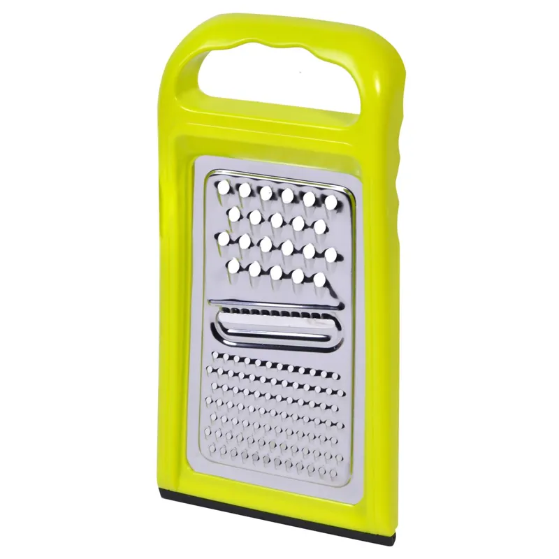 Răzătoare metalică cu margine verde din plastic, 28 cm