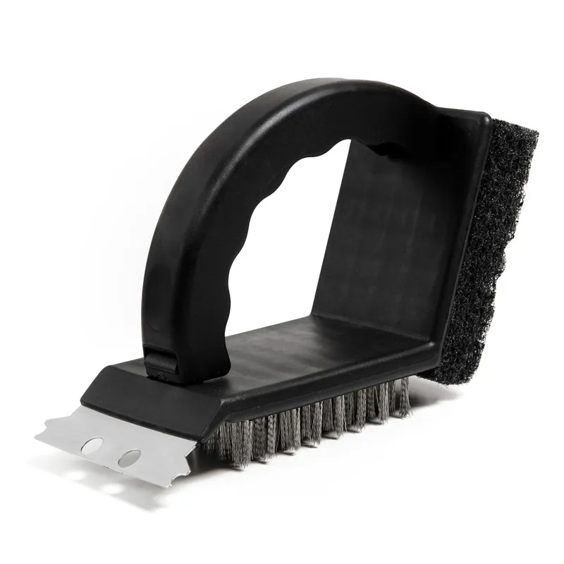Perie de curățat grătar cu racletă, 16.5 cm, neagră