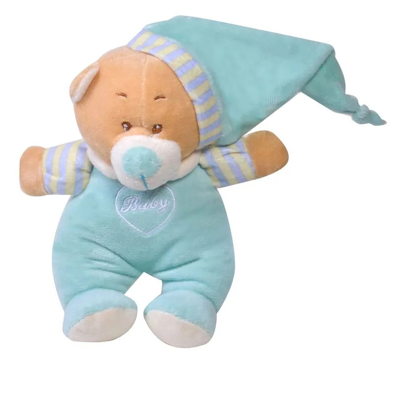 Ursulet de plus zornaitoare cu caciulita, 17 cm, Albastru
