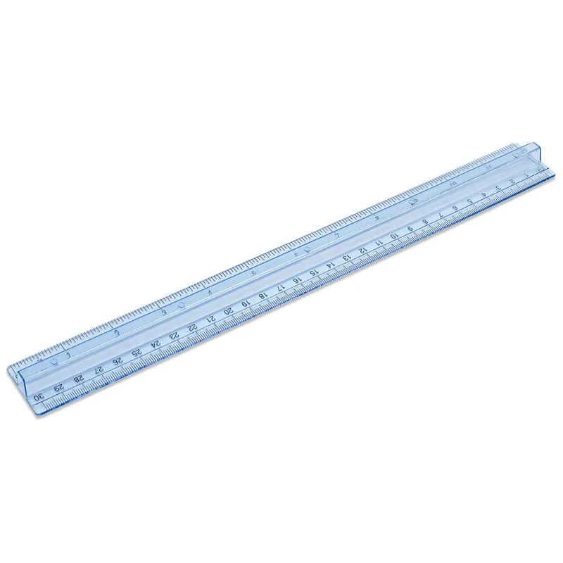 Riglă transparentă cu mâner 30 cm, din plastic, albastră