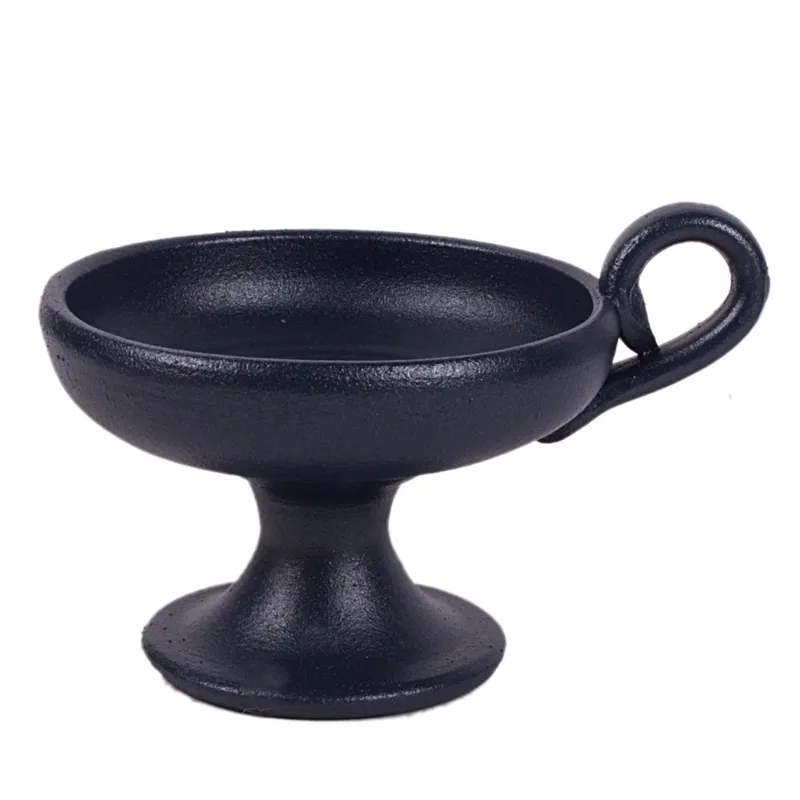 Arzător pentru Tămâie din Ceramică, Antracit, Ø9x6cm, cu Mâner