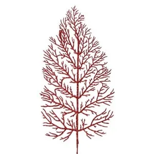 Ramură Decorativă de Crăciun Ferigă cu Glitter Roșu 70cm pentru Aranjamente