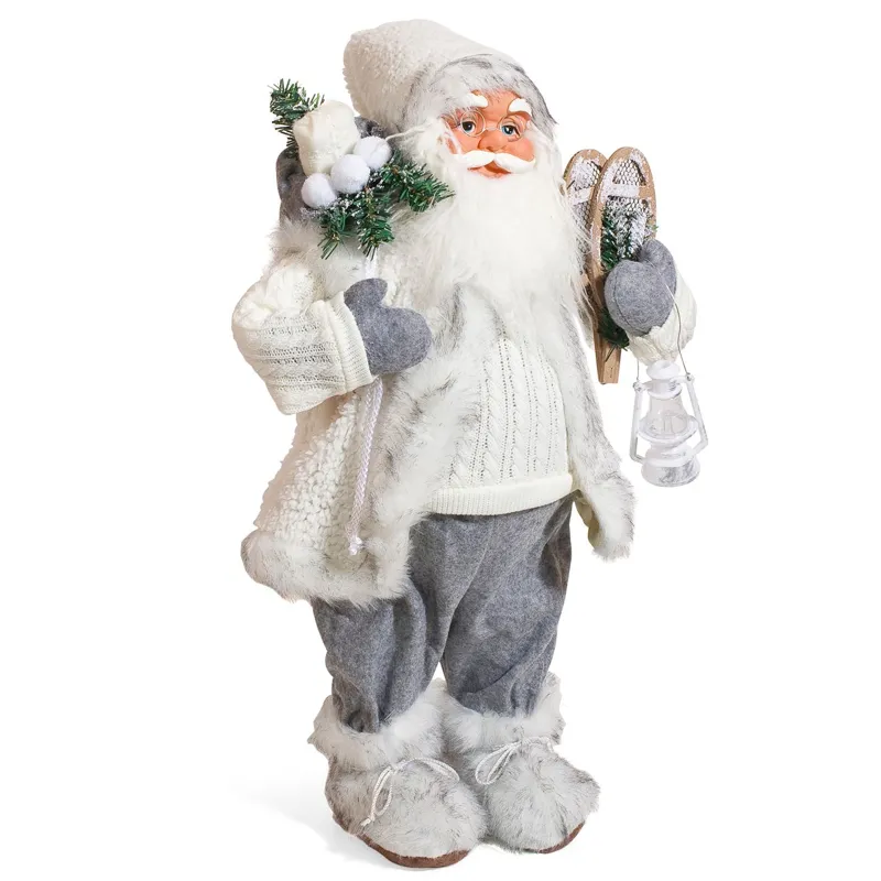 Figurina Decorativă Crăciun Alb cu Felinar 60cm