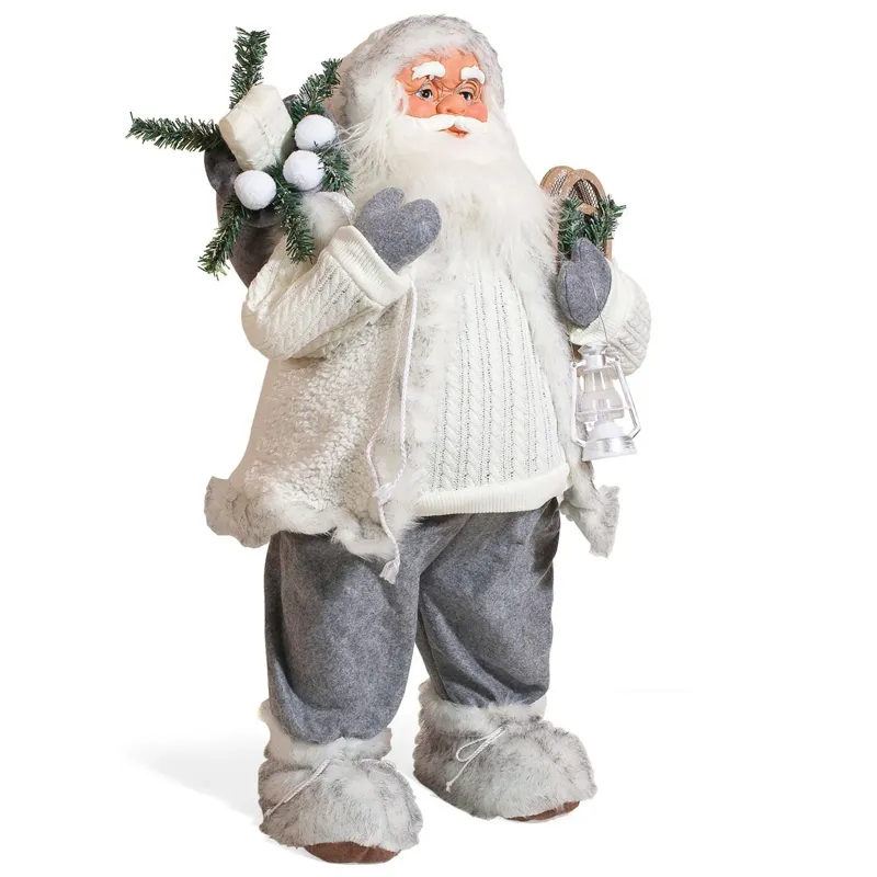 Figură Decorativă Crăciun Santa cu Felinar 80cm