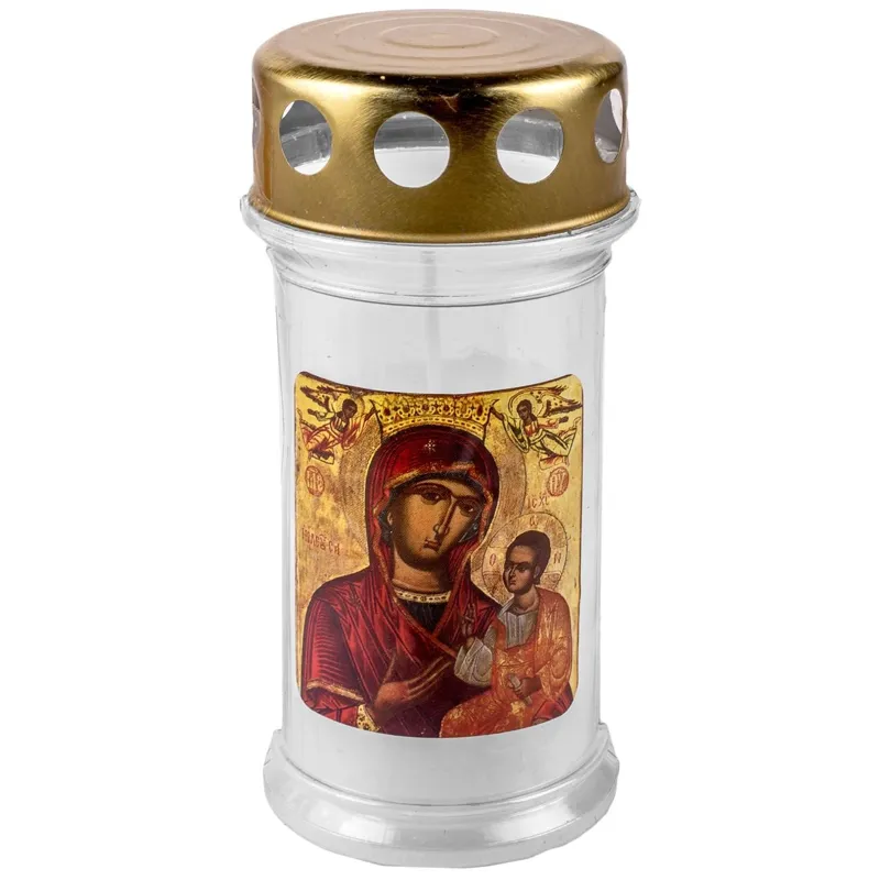 Lumanare decorativă albă cu imaginea Maicii Domnului