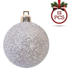 Set Globuri de Craciun Argintii Glitter Ø5cm - 12buc