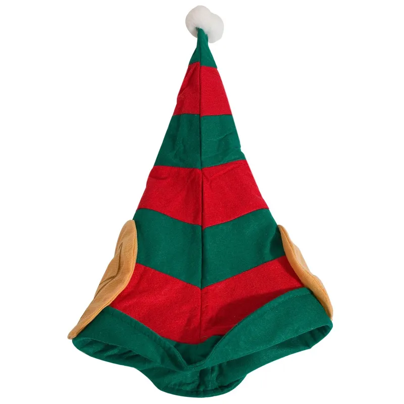 Căciulă Crăciun Elf Multicolor cu Urechi Amuzante și Moț Alb pentru Petreceri